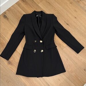 Zara Elegant Black Blazer with Gold Accents